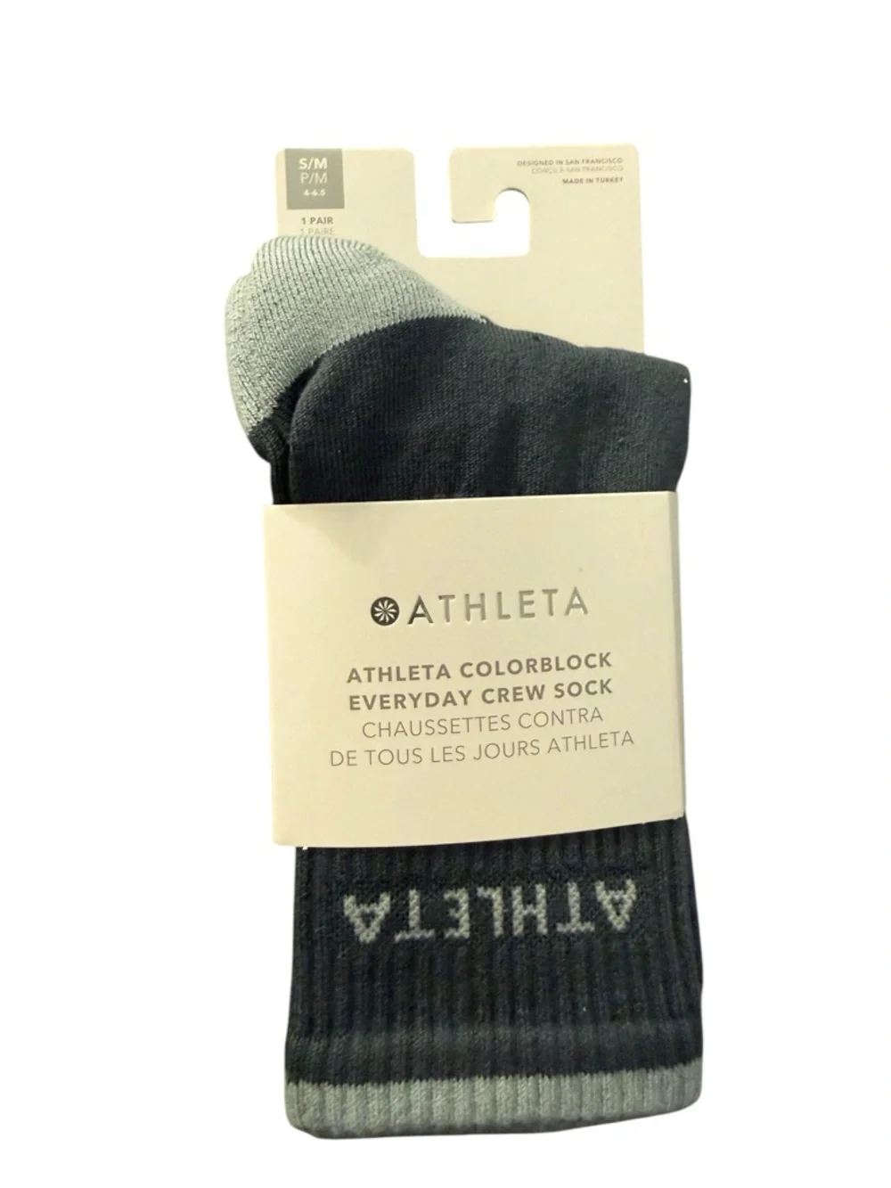 Athleta Color block Crew Socks in Eden| S/M